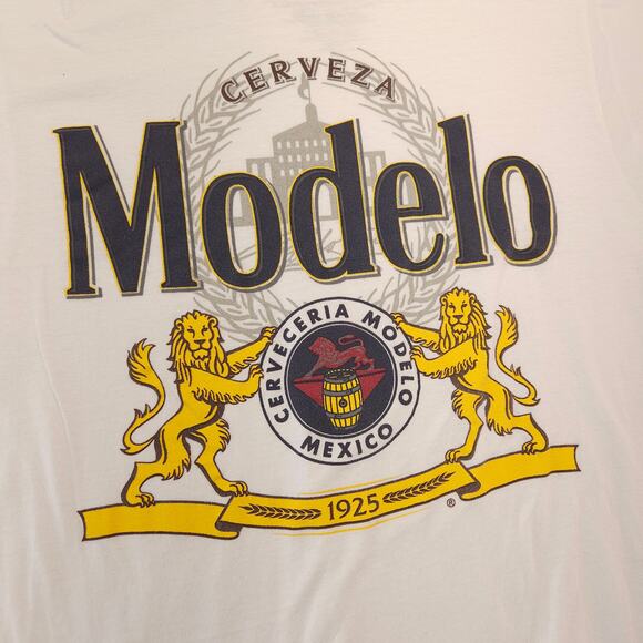 Modelo Short Sleeve Crew Neck Graphic T Shirt Mens Size Medium M White - Picture 4 of 9